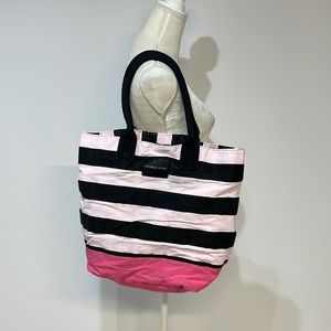 Victoria's Secret Striped Tote Bag Black and Pink